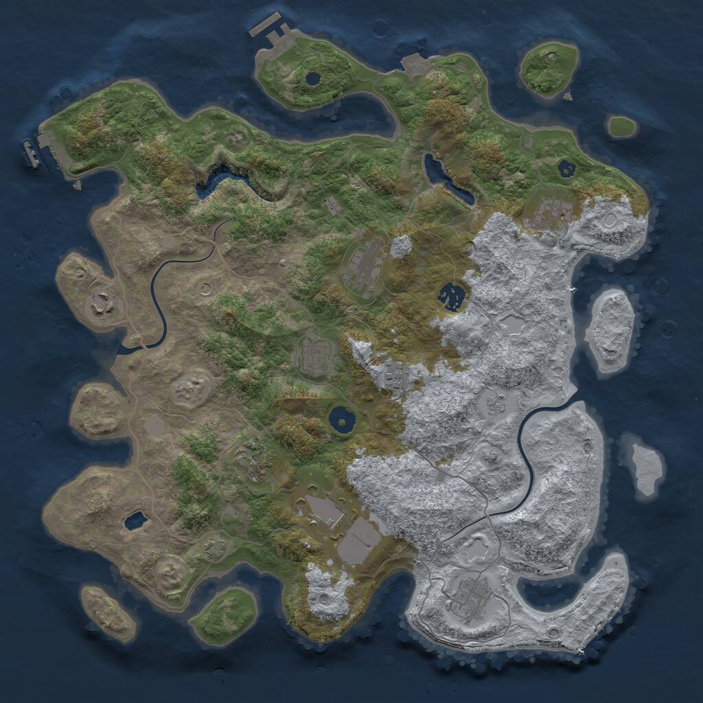 Rust Map: Procedural Map, Size: 4000, Seed: 130370, 15 Monuments