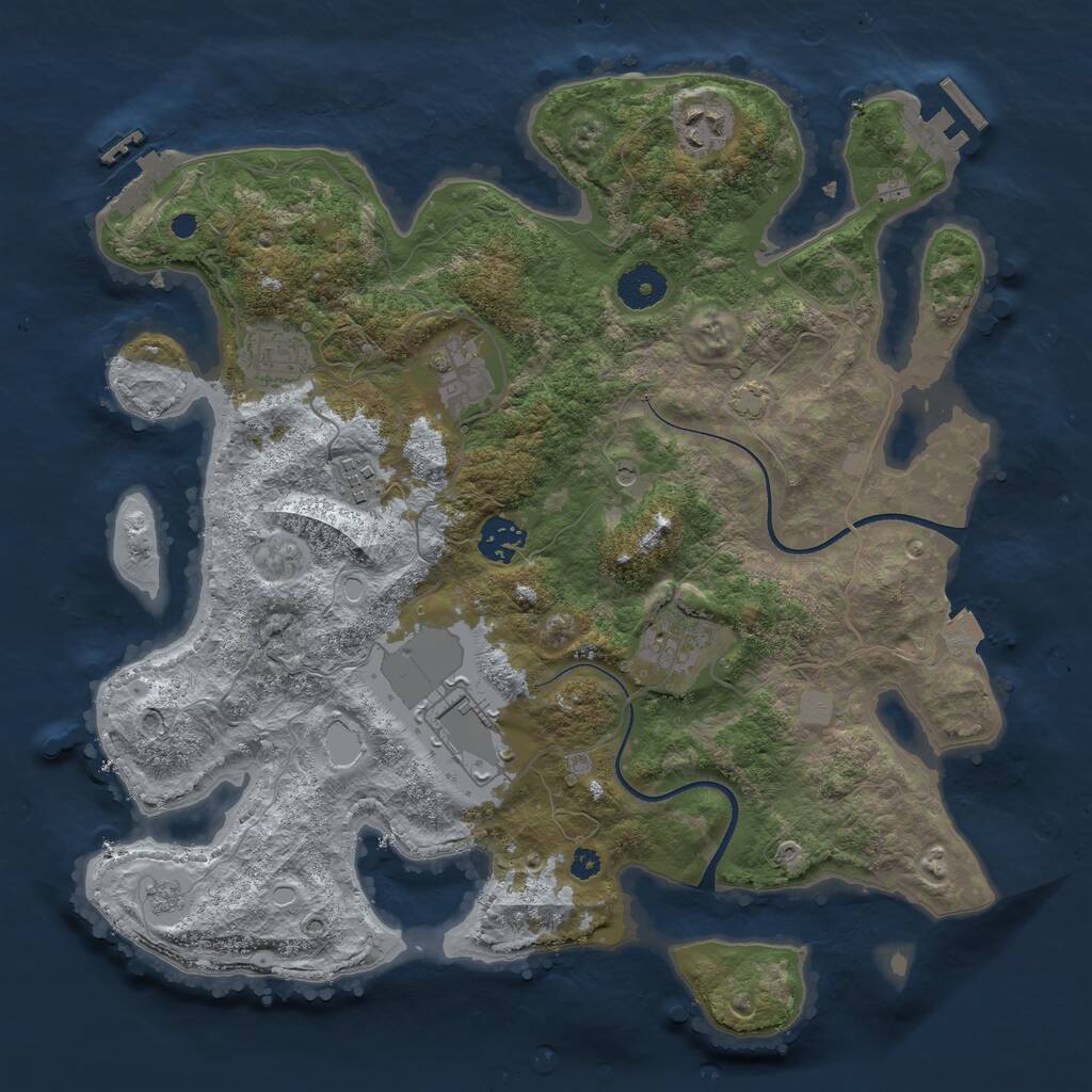 Rust Map: Procedural Map, Size: 3550, Seed: 54534, 13 Monuments