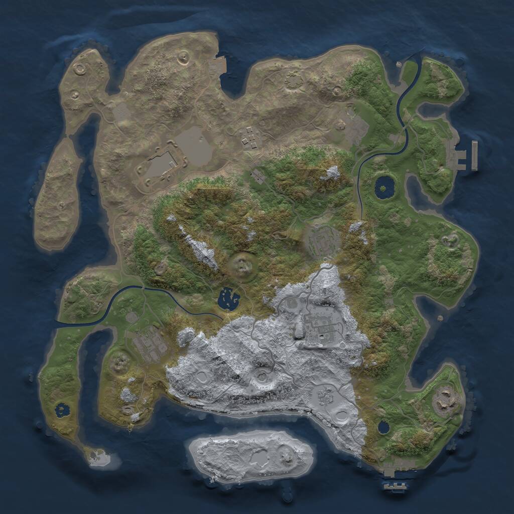 Rust Map: Procedural Map, Size: 3500, Seed: 1965304080, 14 Monuments