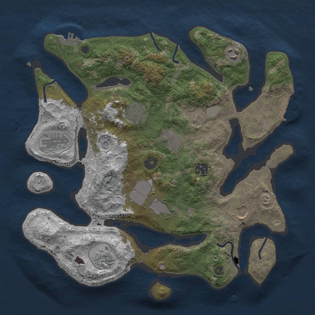 Rust Map: Procedural Map, Size: 3500, Seed: 666257300, 16 Monuments