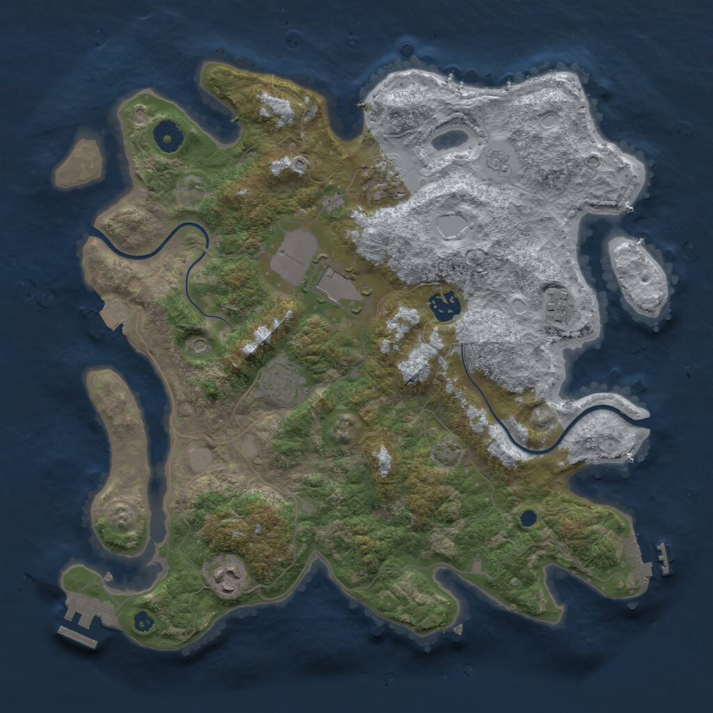Rust Map: Procedural Map, Size: 3550, Seed: 772737, 12 Monuments