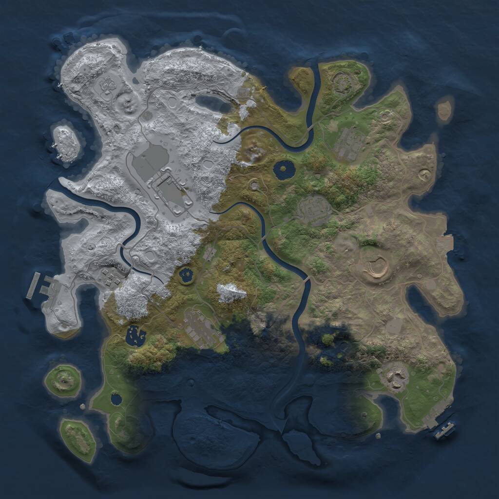 Rust Map: Procedural Map, Size: 3600, Seed: 1012839307, 14 Monuments