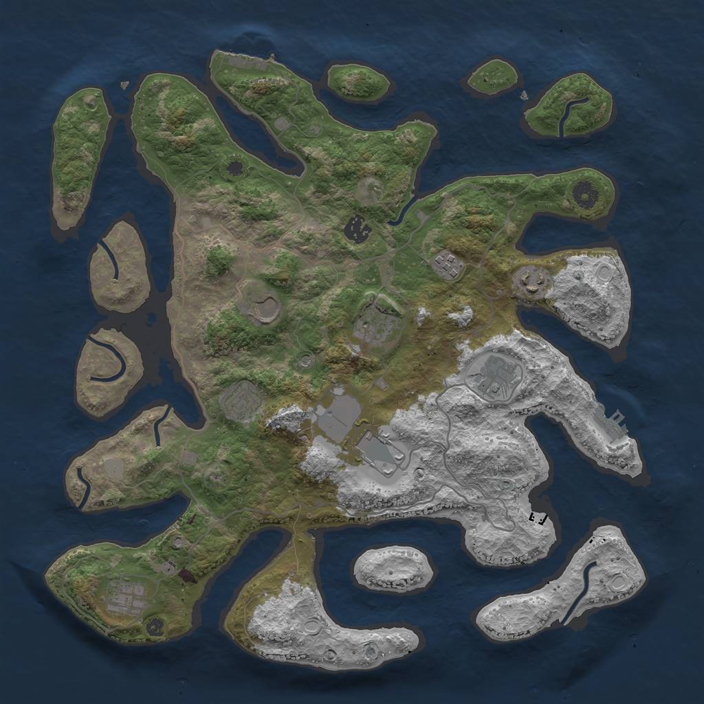 Rust Map: Procedural Map, Size: 4000, Seed: 675566041, 17 Monuments