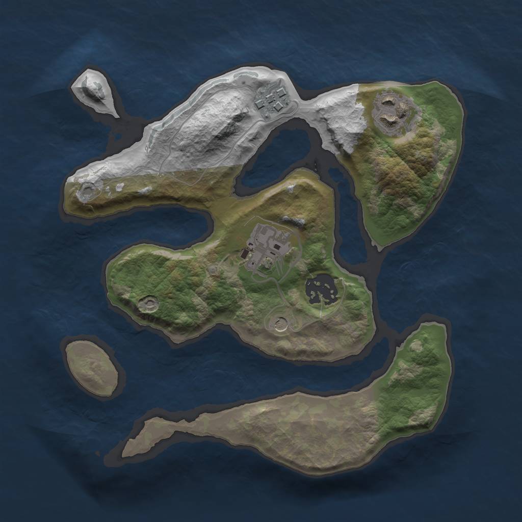 Rust Map: Barren, Size: 2400, Seed: 22, 7 Monuments