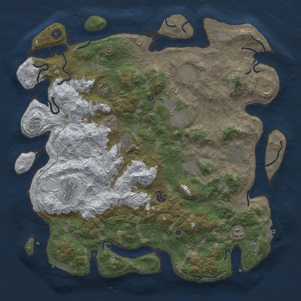 Rust Map: Procedural Map, Size: 4500, Seed: 105130647, 20 Monuments