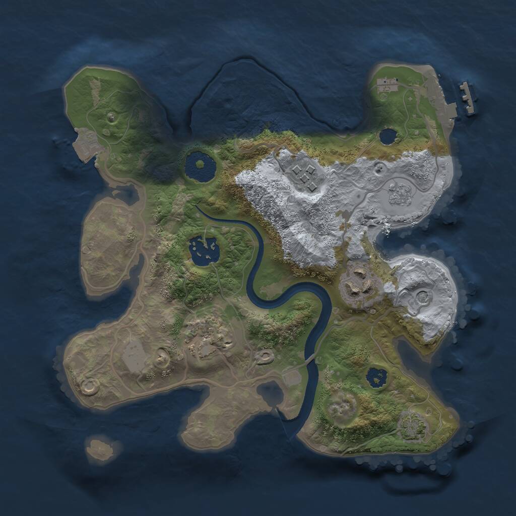 Rust Map: Procedural Map, Size: 2500, Seed: 733807044, 9 Monuments