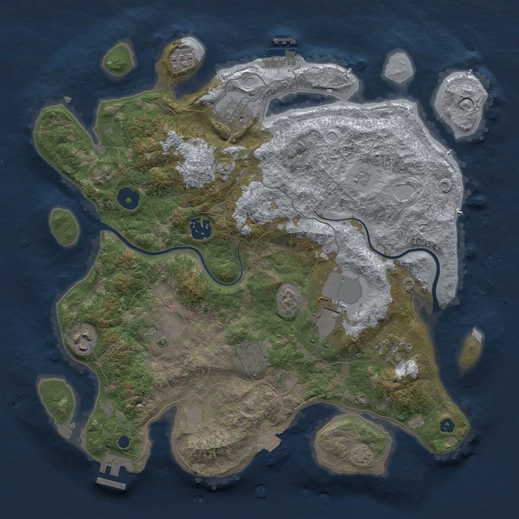Rust Map: Procedural Map, Size: 3600, Seed: 2082654186, 13 Monuments