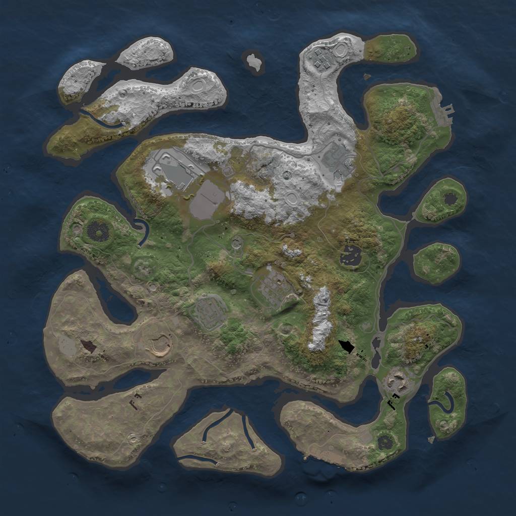 Rust Map: Procedural Map, Size: 3550, Seed: 561118, 16 Monuments