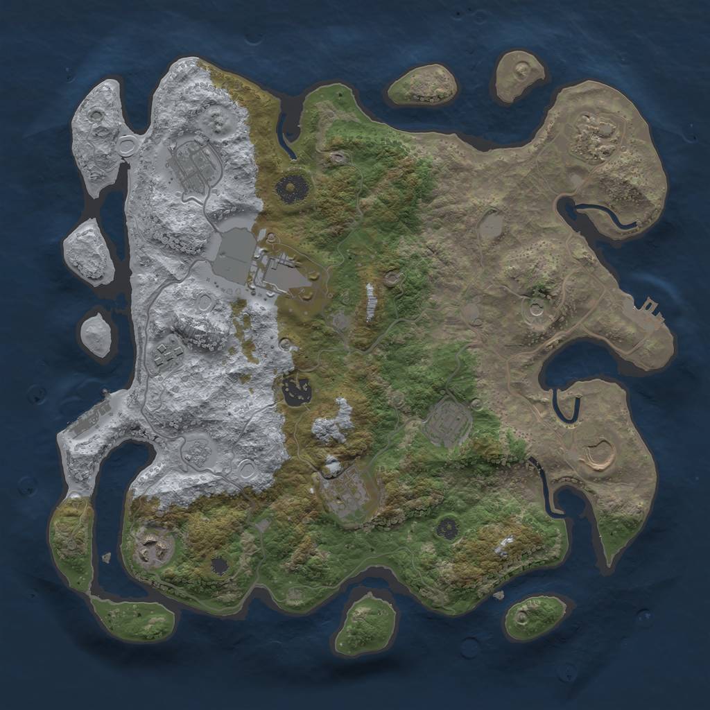 Rust Map: Procedural Map, Size: 3500, Seed: 256, 16 Monuments