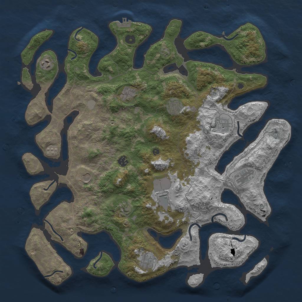 Rust Map: Procedural Map, Size: 4500, Seed: 921152137, 18 Monuments