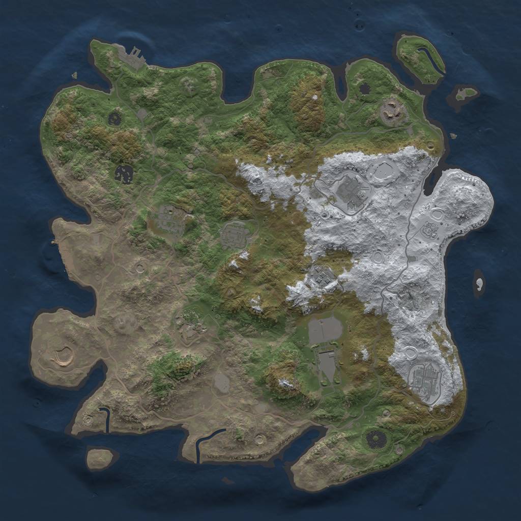 Rust Map: Procedural Map, Size: 4000, Seed: 2327, 19 Monuments