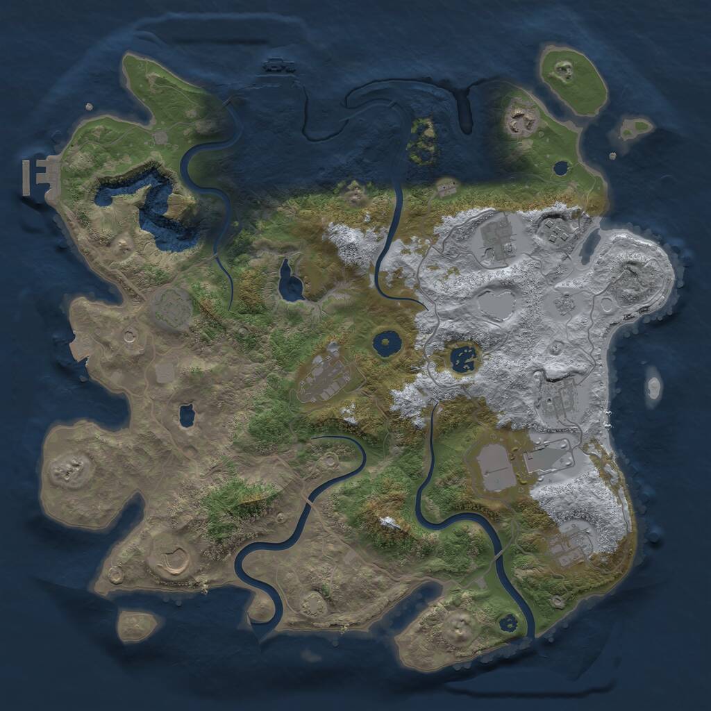 Rust Map: Procedural Map, Size: 4000, Seed: 2327, 16 Monuments