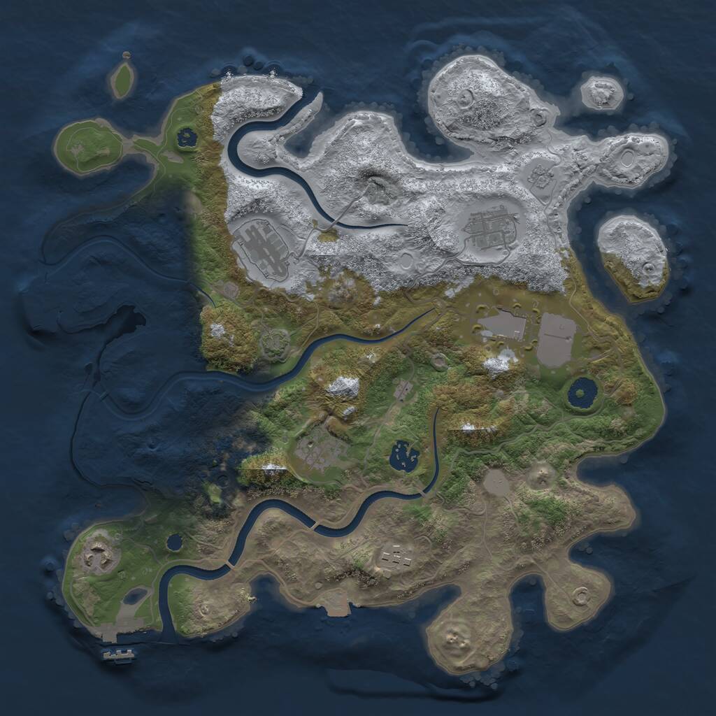 Rust Map: Procedural Map, Size: 3600, Seed: 3500005, 13 Monuments