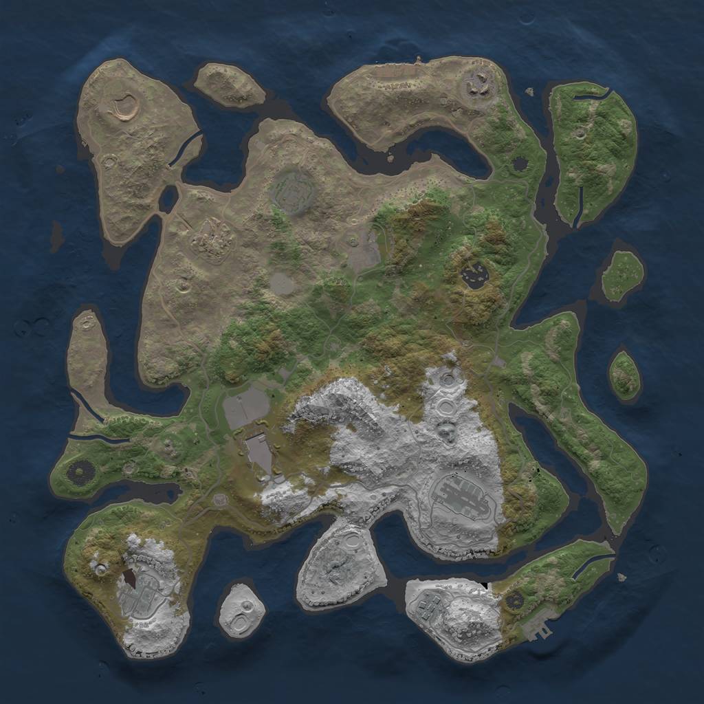 Rust Map: Procedural Map, Size: 4000, Seed: 726358312, 18 Monuments