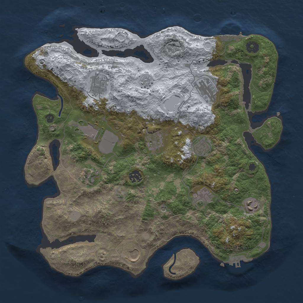Rust Map: Procedural Map, Size: 3600, Seed: 429275750, 19 Monuments