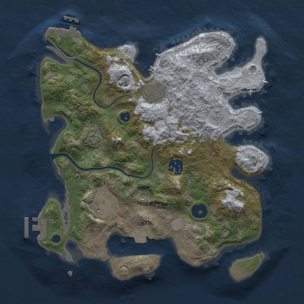 Rust Map: Procedural Map, Size: 3000, Seed: 698651463, 9 Monuments