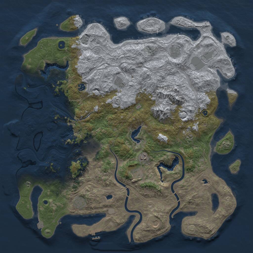 Rust Map: Procedural Map, Size: 5000, Seed: 64363, 17 Monuments