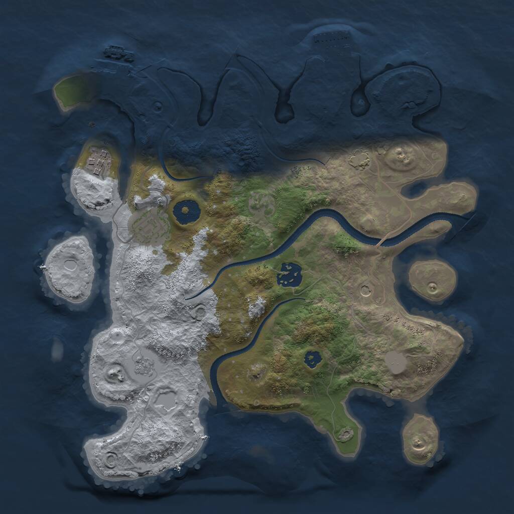 Rust Map: Procedural Map, Size: 3000, Seed: 9888, 9 Monuments