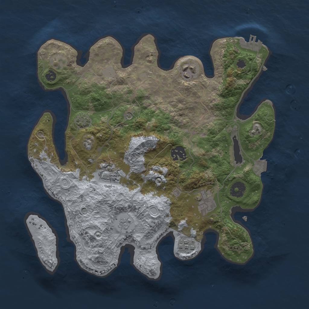 Rust Map: Procedural Map, Size: 3000, Seed: 3, 12 Monuments