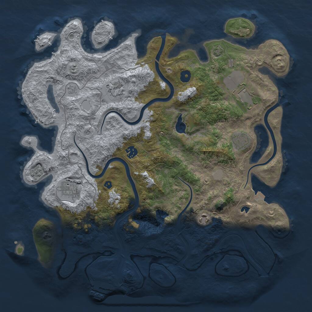 Rust Map: Procedural Map, Size: 4000, Seed: 64895, 12 Monuments