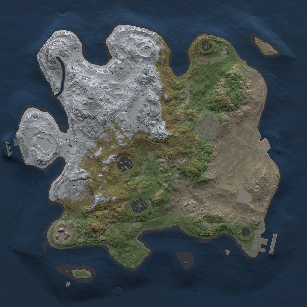 Rust Map: Procedural Map, Size: 3000, Seed: 21, 14 Monuments