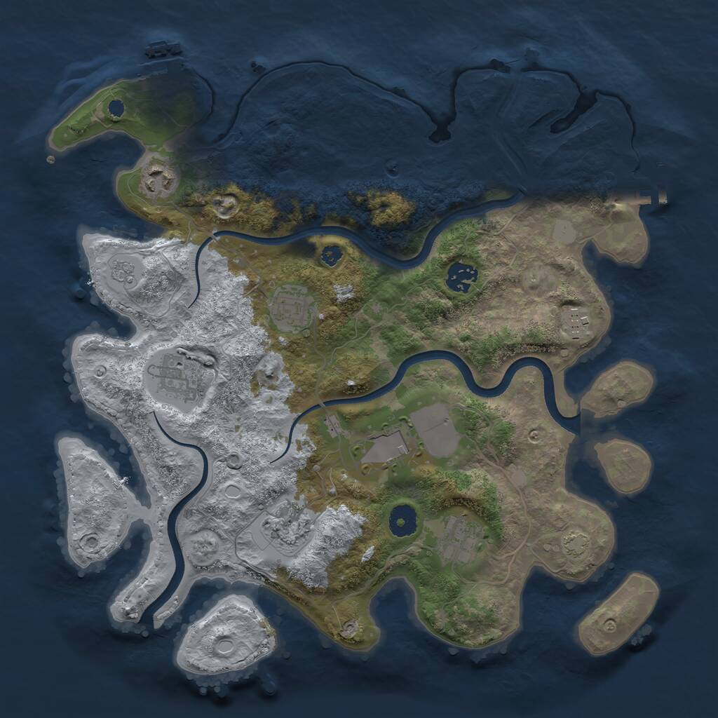 Rust Map: Procedural Map, Size: 3550, Seed: 845525, 13 Monuments