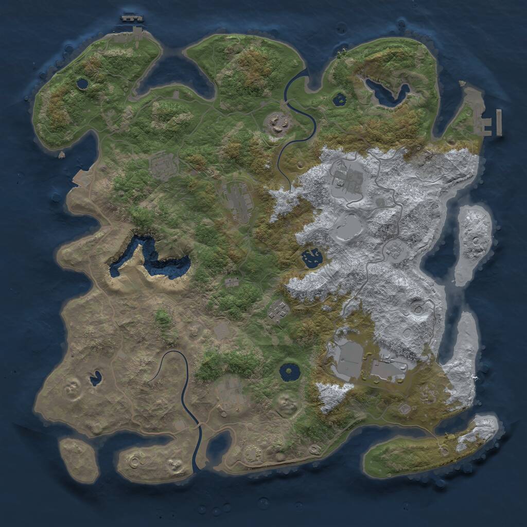 Rust Map: Procedural Map, Size: 4000, Seed: 754913, 14 Monuments
