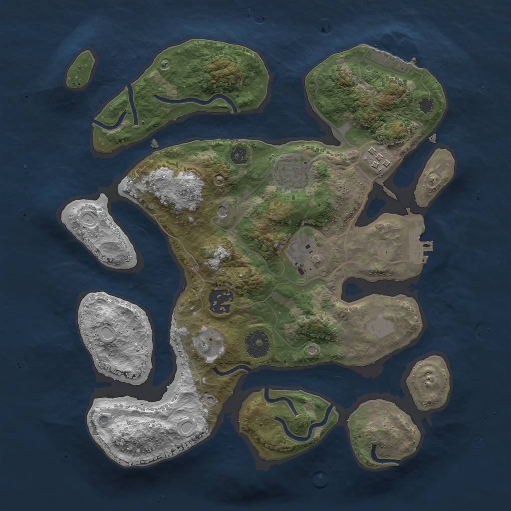 Rust Map: Procedural Map, Size: 3000, Seed: 65721, 12 Monuments