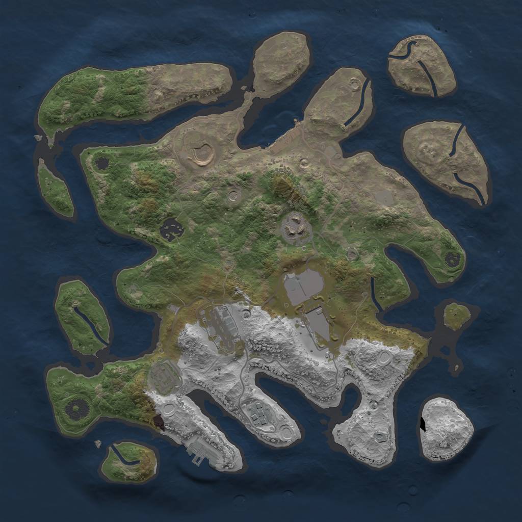 Rust Map: Procedural Map, Size: 3500, Seed: 48057893, 15 Monuments
