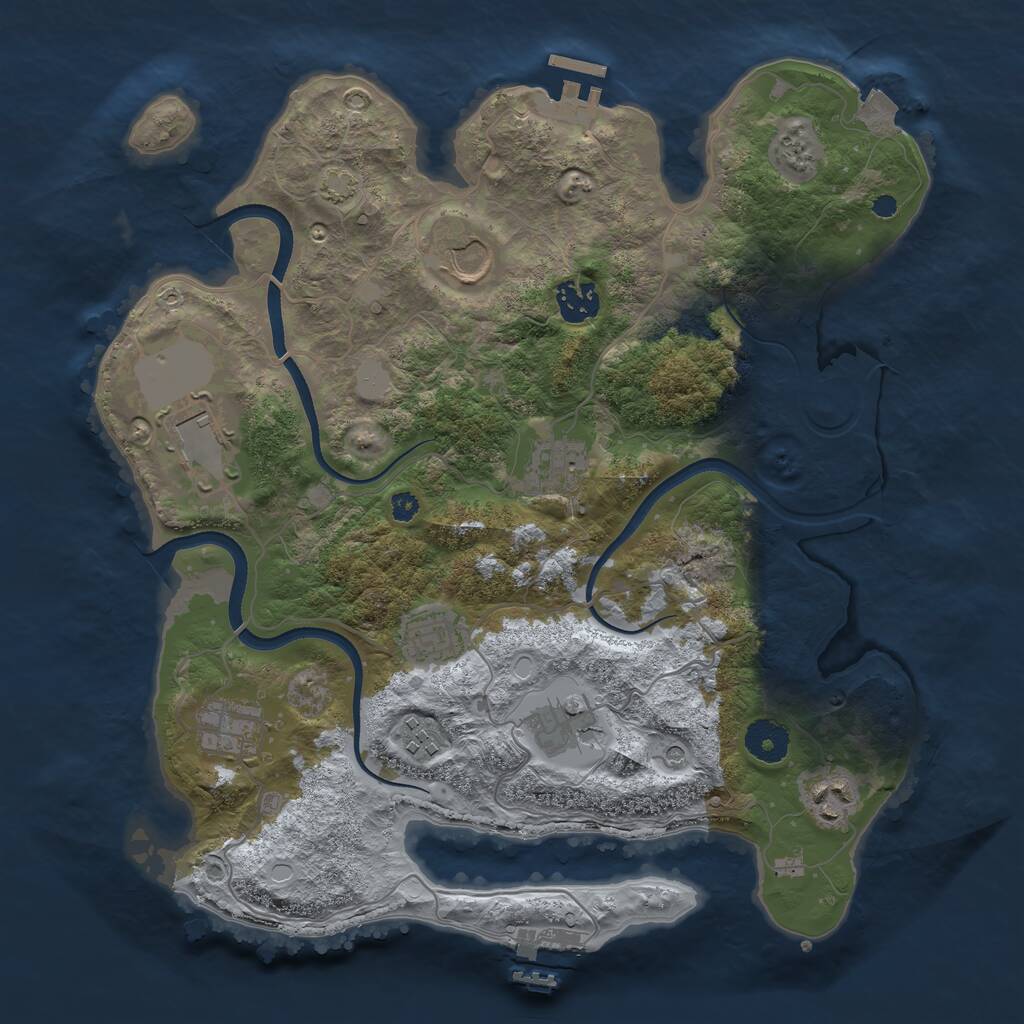 Rust Map: Procedural Map, Size: 3550, Seed: 951099, 14 Monuments