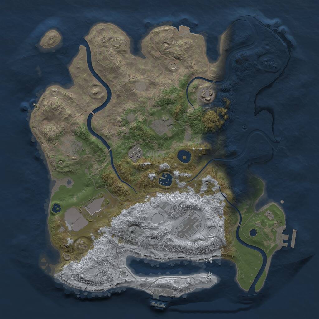 Rust Map: Procedural Map, Size: 3550, Seed: 951099, 12 Monuments