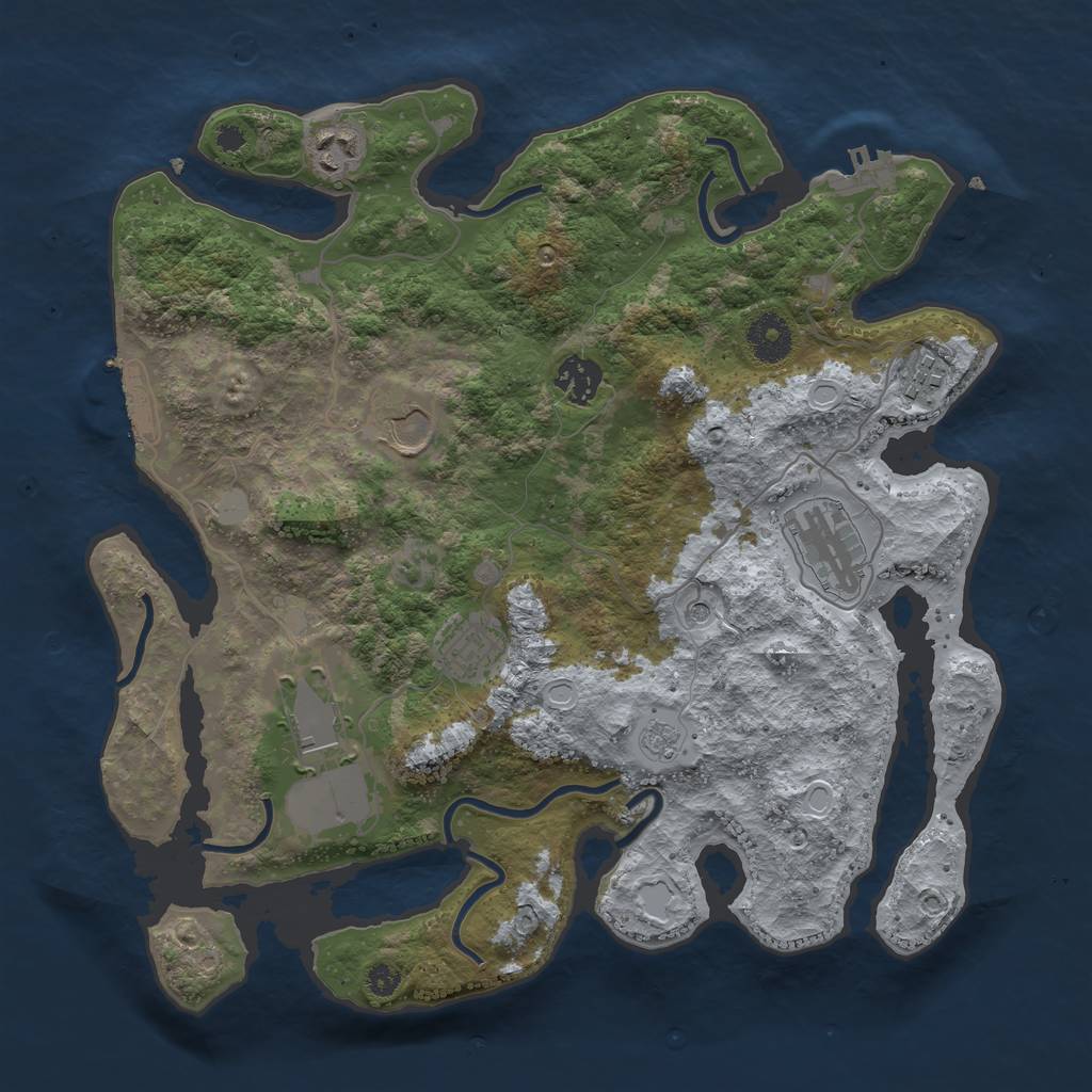 Rust Map: Procedural Map, Size: 3500, Seed: 10, 14 Monuments