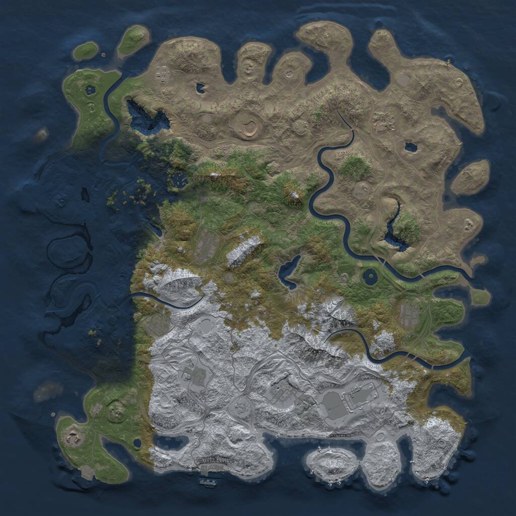 Rust Map: Procedural Map, Size: 5000, Seed: 1253598221, 17 Monuments