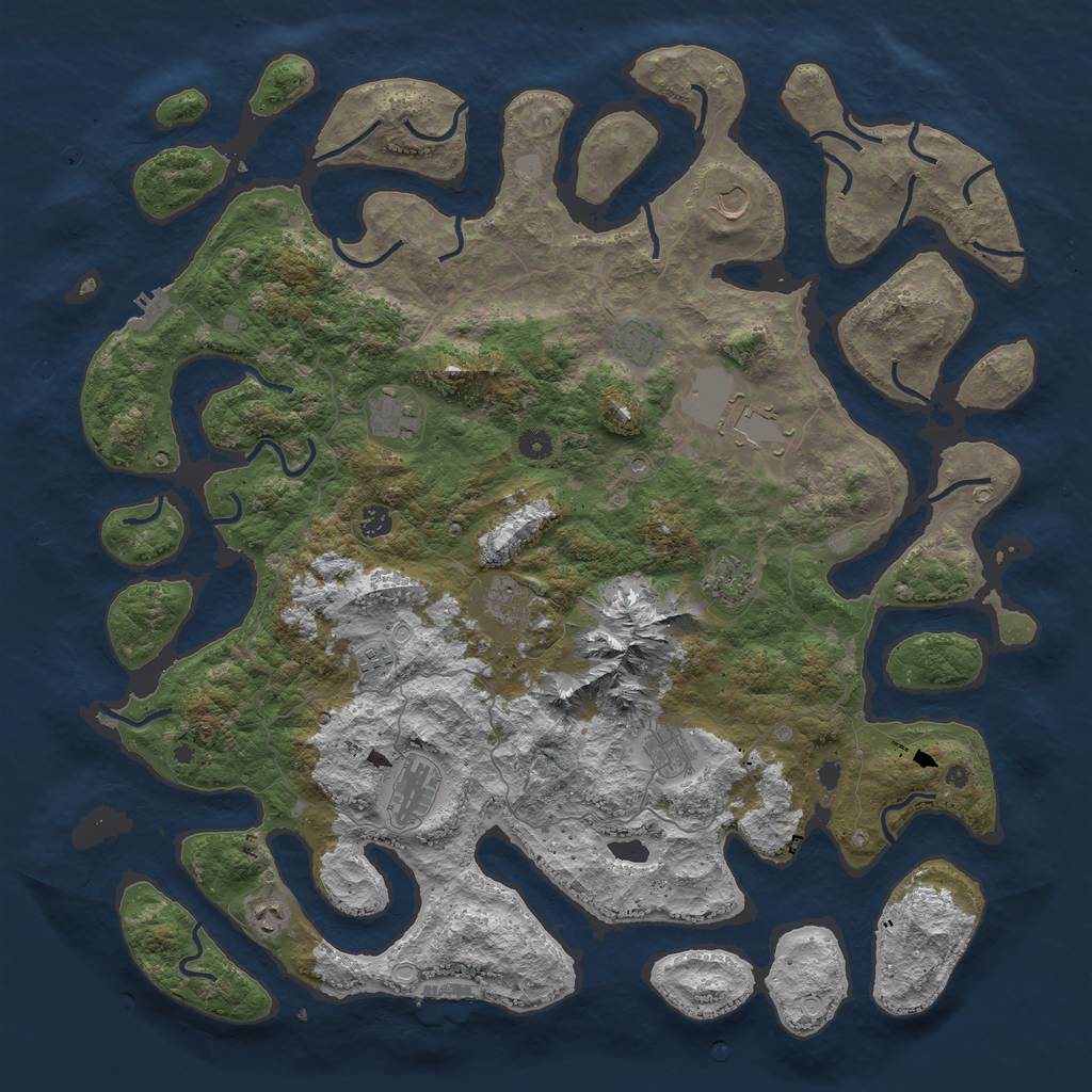 Rust Map: Procedural Map, Size: 5000, Seed: 1253598221, 19 Monuments