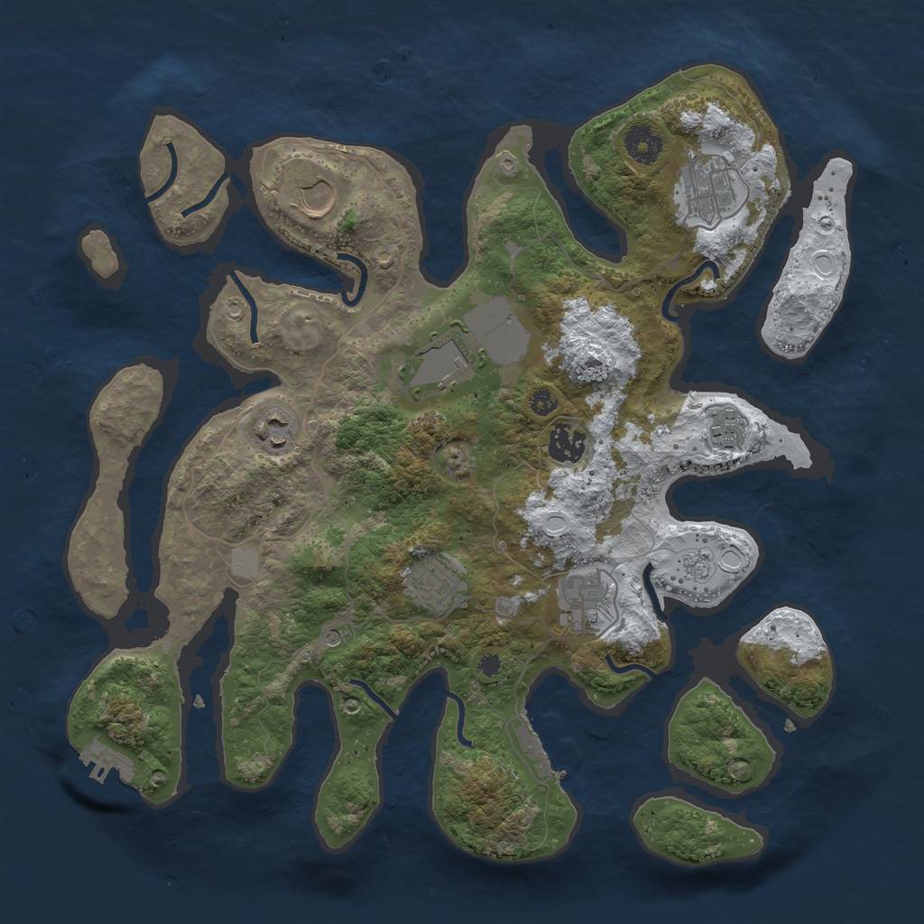 Rust Map: Procedural Map, Size: 3600, Seed: 3301897, 17 Monuments