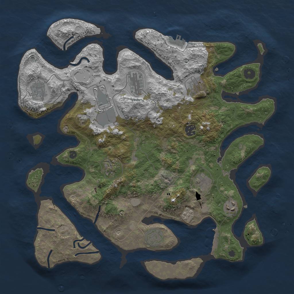 Rust Map: Procedural Map, Size: 3950, Seed: 1096479012, 18 Monuments