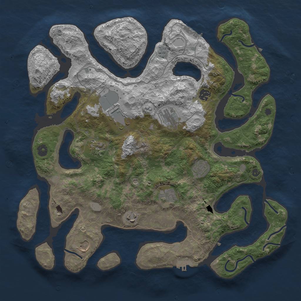Rust Map: Procedural Map, Size: 4000, Seed: 7289100, 17 Monuments