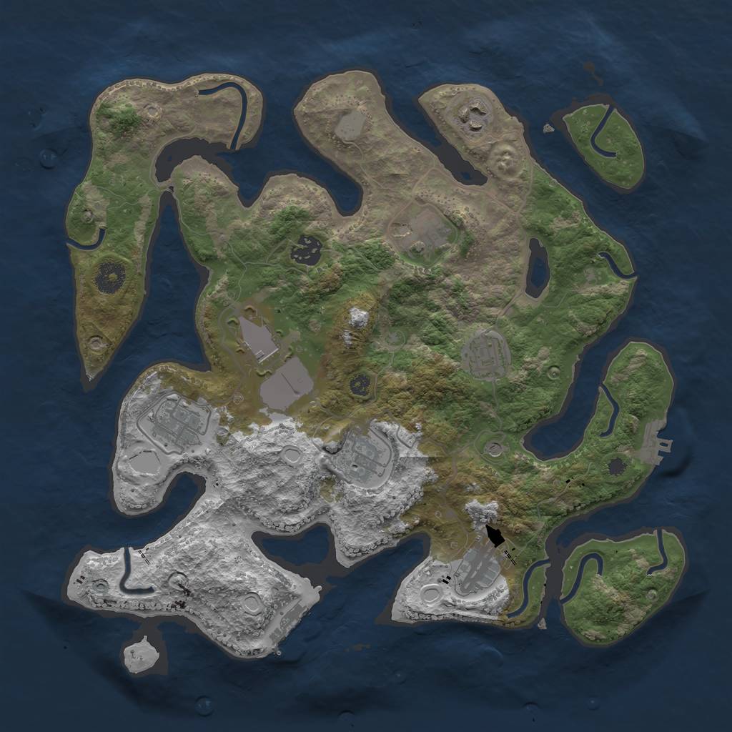 Rust Map: Procedural Map, Size: 3550, Seed: 558825, 16 Monuments