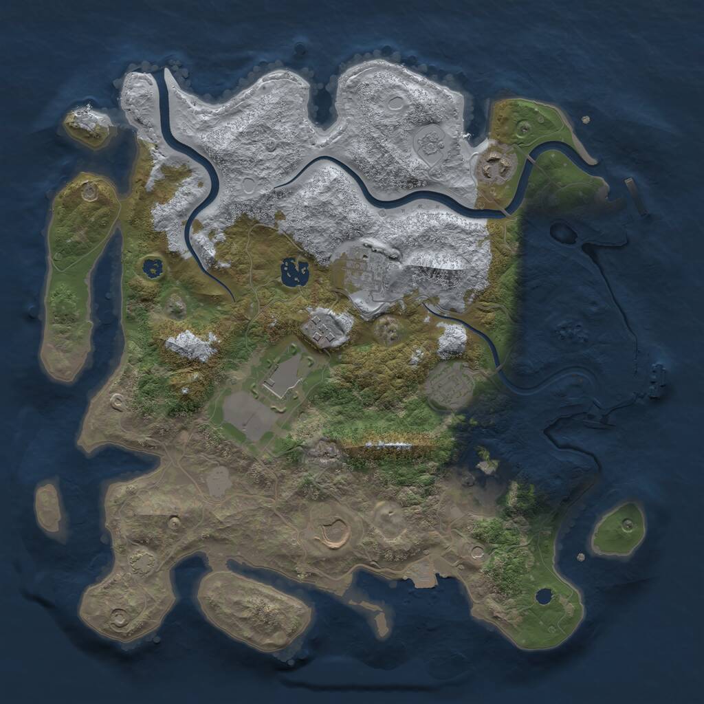 Rust Map: Procedural Map, Size: 3550, Seed: 534471, 14 Monuments