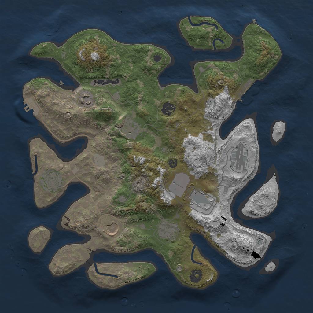 Rust Map: Procedural Map, Size: 3550, Seed: 510360, 16 Monuments