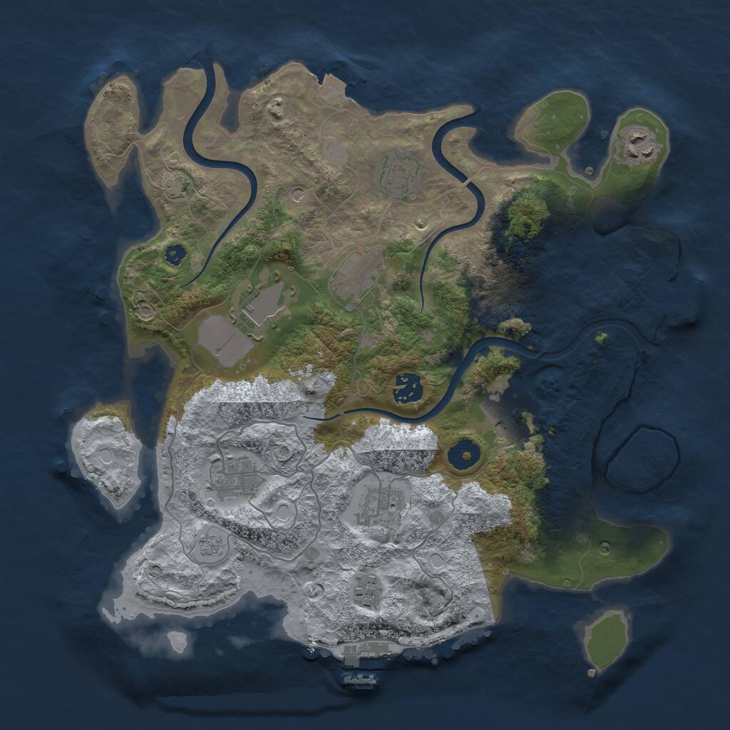 Rust Map: Procedural Map, Size: 3550, Seed: 741190, 15 Monuments