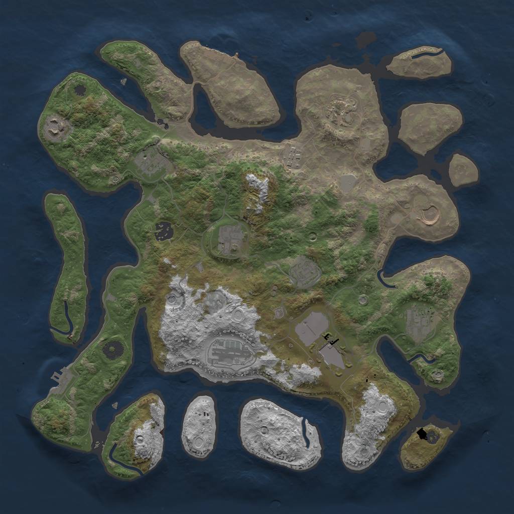 Rust Map: Procedural Map, Size: 3950, Seed: 48808619, 19 Monuments