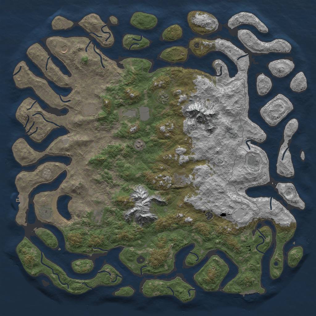 Rust Map: Procedural Map, Size: 6000, Seed: 1060621594, 19 Monuments