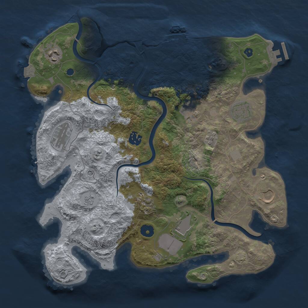 Rust Map: Procedural Map, Size: 3500, Seed: 121205, 15 Monuments