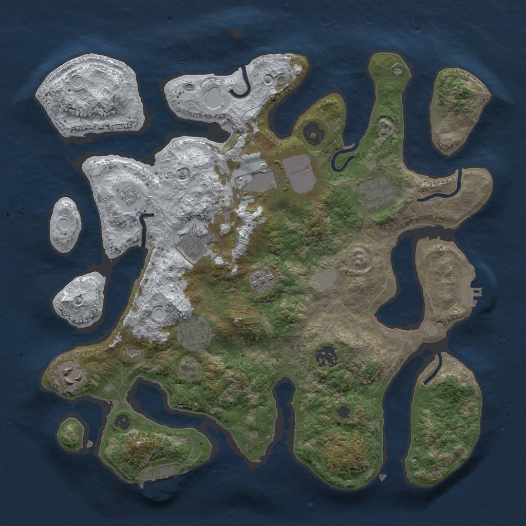 Rust Map: Procedural Map, Size: 3550, Seed: 205321, 16 Monuments