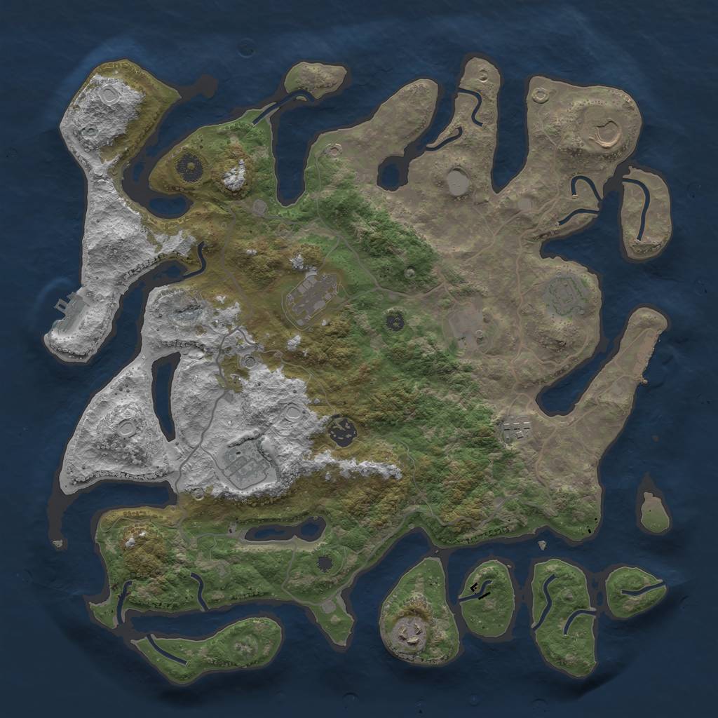 Rust Map: Procedural Map, Size: 4000, Seed: 336014, 16 Monuments