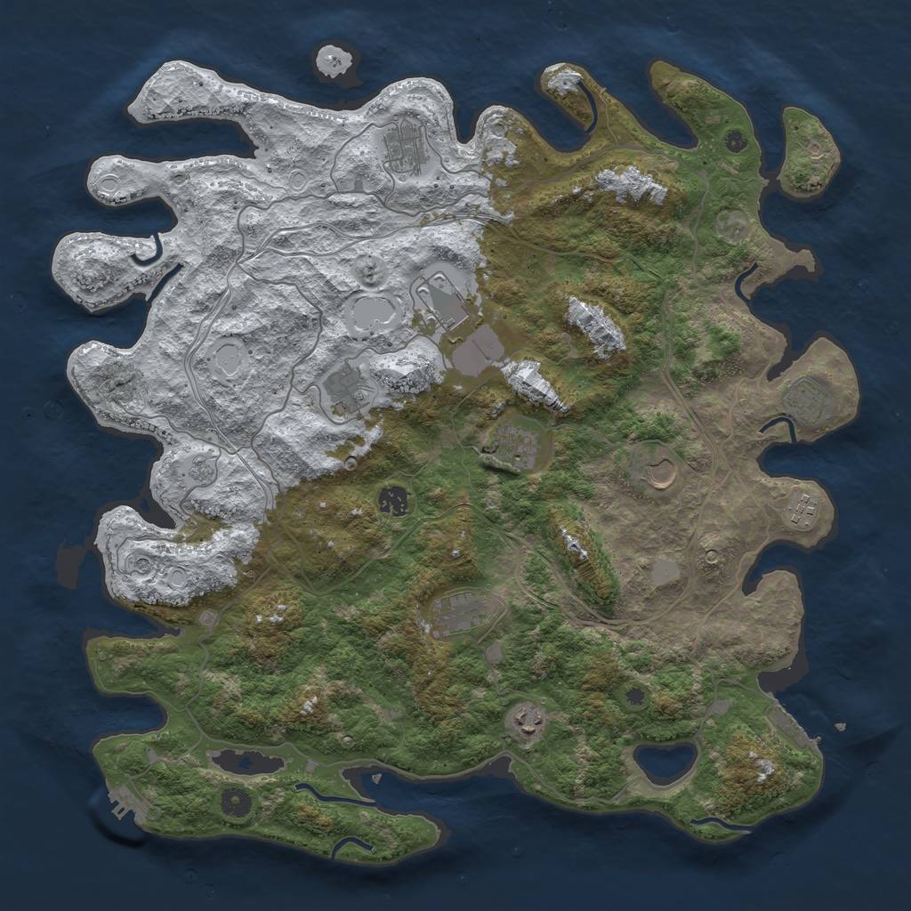 Rust Map: Procedural Map, Size: 4500, Seed: 129988, 19 Monuments