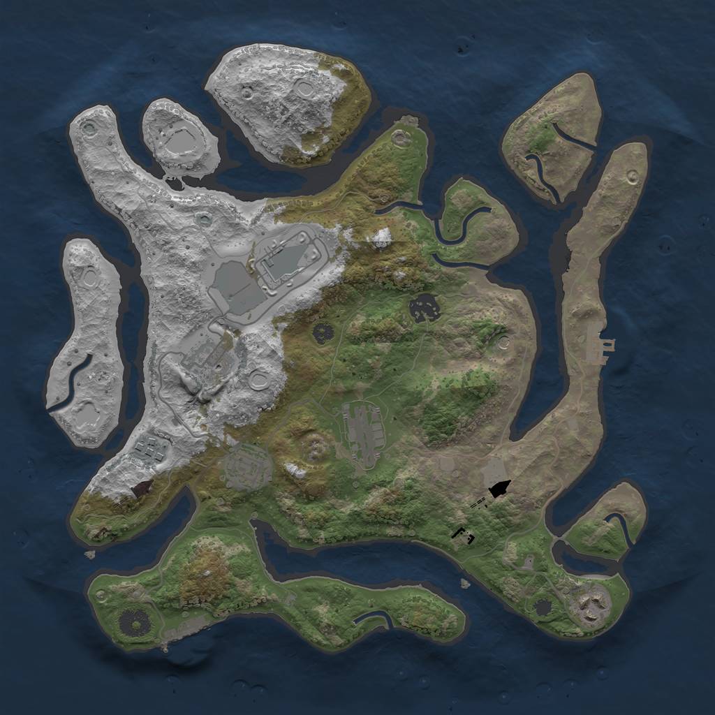 Rust Map: Procedural Map, Size: 3550, Seed: 647812, 15 Monuments