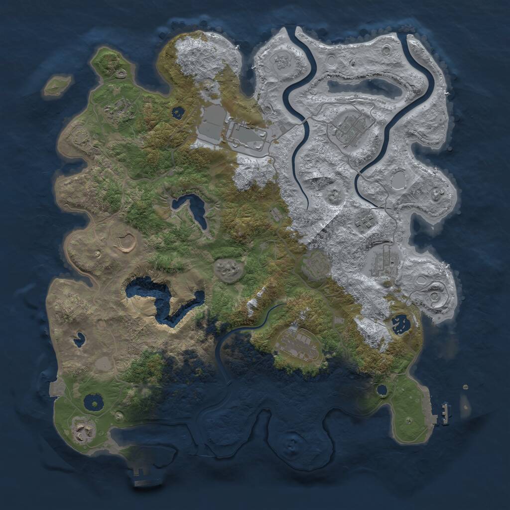 Rust Map: Procedural Map, Size: 4000, Seed: 183670, 16 Monuments
