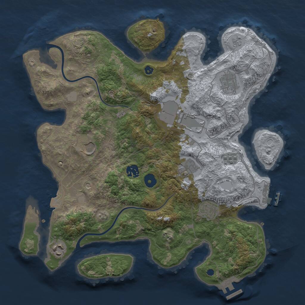 Rust Map: Procedural Map, Size: 3550, Seed: 35933, 14 Monuments